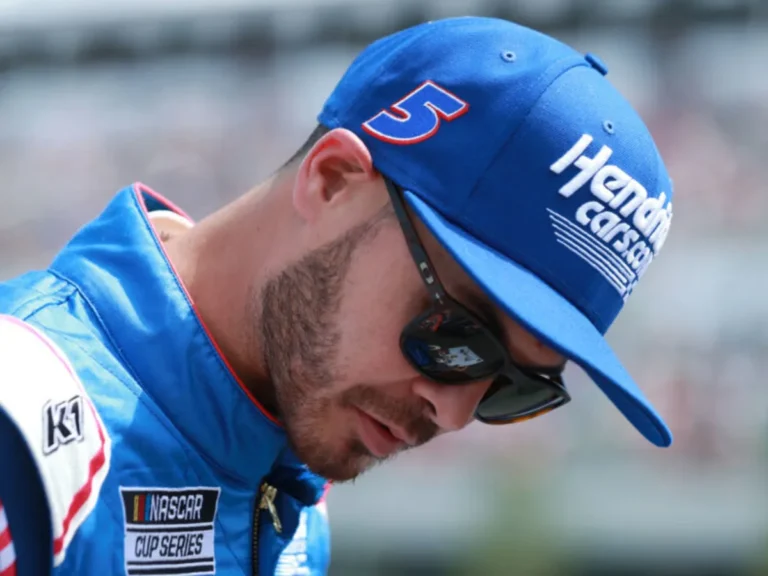 Positive discussion:  Kyle Larson discusses his first-ever win at the Brickyard 400 and……